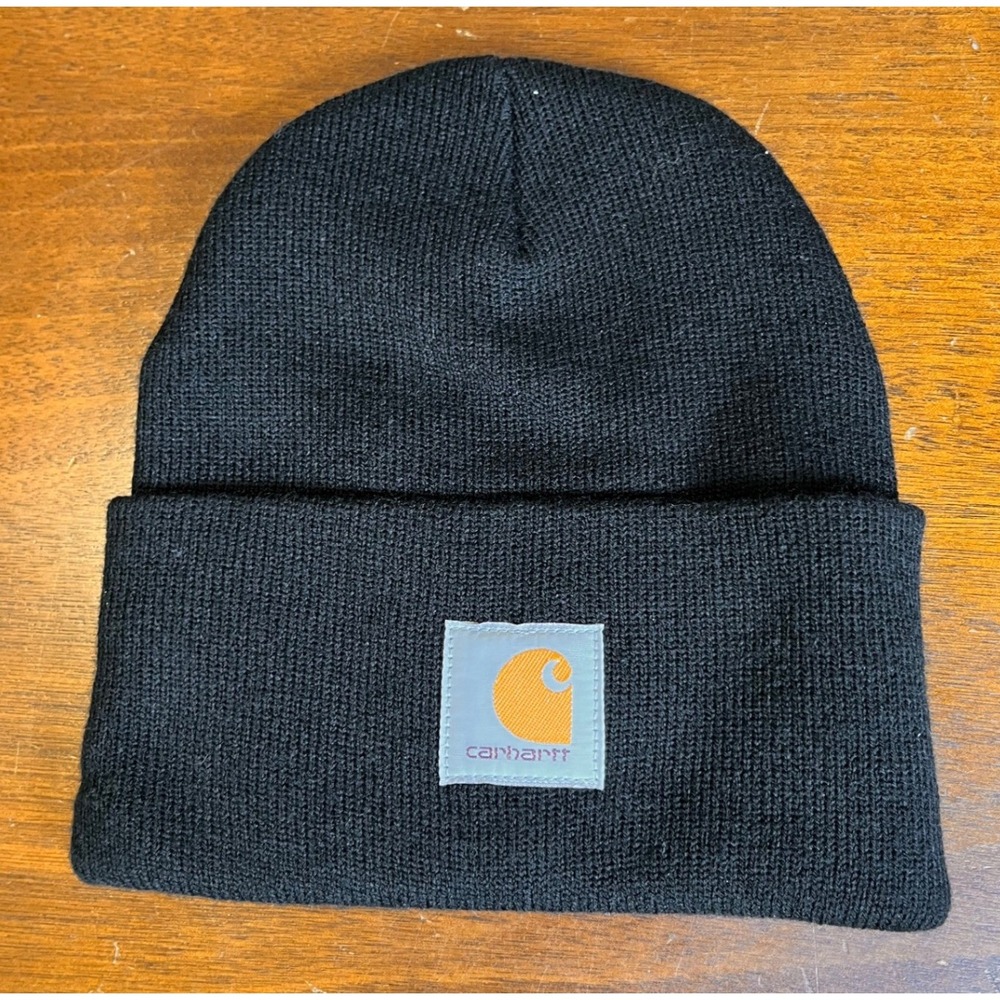 Carhartt A18 Black Acrylic Knit Cuffed Beanie Hat OSFA USA Made NWOT